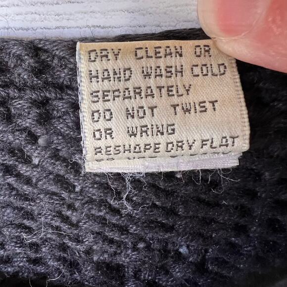 Le Moda Sweater Womens Size Medium Vintage Black Knitted by Hand Granny Square - Picture 11 of 16